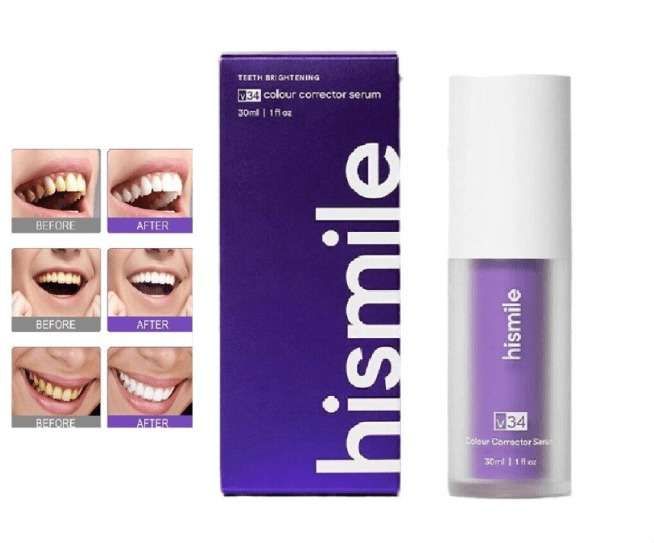 Hismile V34 - Hismile V34 Colour Corrector - Instant Teeth Whitening for Yellow Stains - Teeth Whitening Paste
